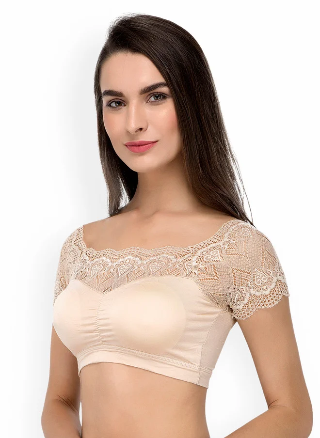 ليس اند مي  Laceandme Nude-Coloured Lace Non-Wired Lightly Padded Bralette Bra 4435